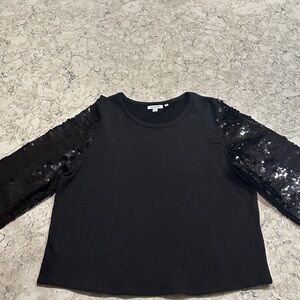 NWOT Women’s Chico's Black Sequin Sleeve Sweatshirt